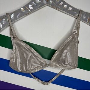 NEW Solid and Striped shiny metallic bikini top size medium
